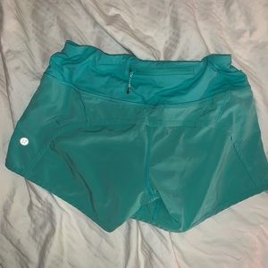 teal 4” speed up lululemon shorts